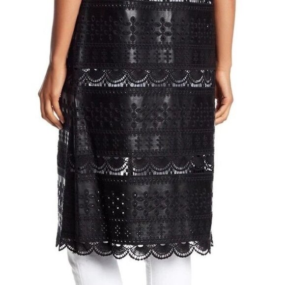 DOLCE CABO Black Long Faux Leather Vest Duster Topper M Medium $275 NWT - Picture 2 of 8